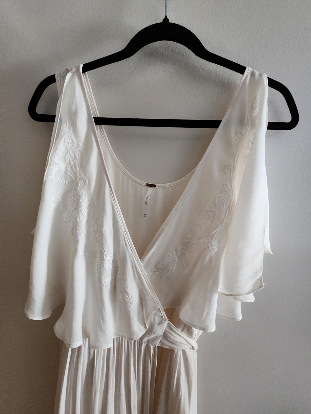 Free People Cream V-Neck Wrap Maxi Dress